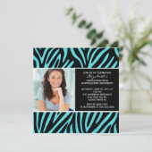 Abschluss Einladung mit Foto Turquoise Zebra (Stehend Vorderseite)