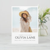 Abschluss Einladung mit Foto und Botschaft (Stehend Vorderseite)