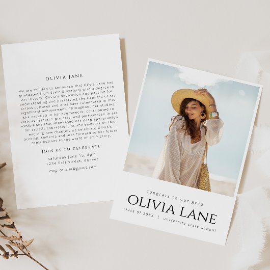 Abschluss Einladung mit Foto und Botschaft