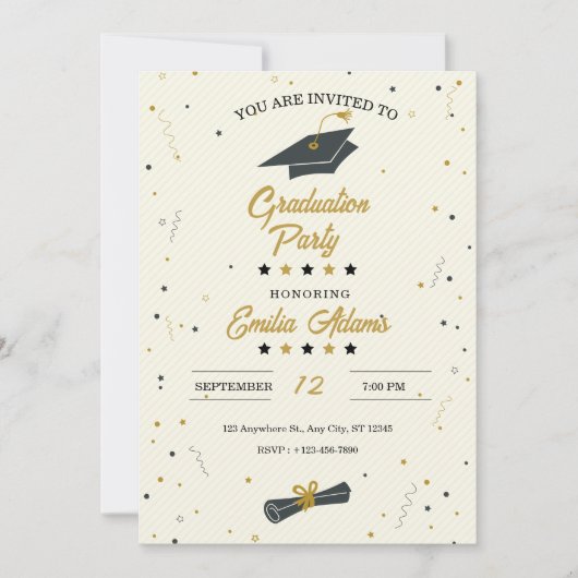 Abschluss Einladung, Moderner Abschluss Senior Einladung (Vorderseite)