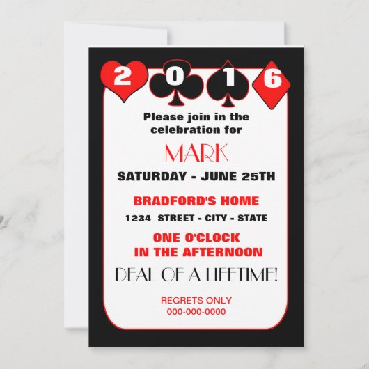 Abschluss-Einladung - POKER/KARTENDESIGN - 20XX Einladung (Rückseite)