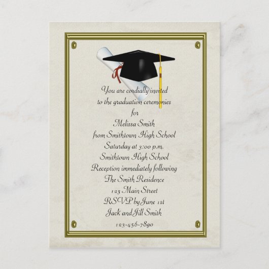 Abschluss Einladung Postkarte (Vorderseite)