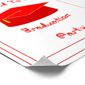 Abschluss Einladung Rote Cap druckbar Poster (Ecke)