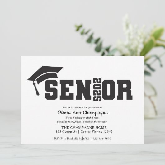 Abschluss Einladung - Senior 2025 (Stehend Vorderseite)