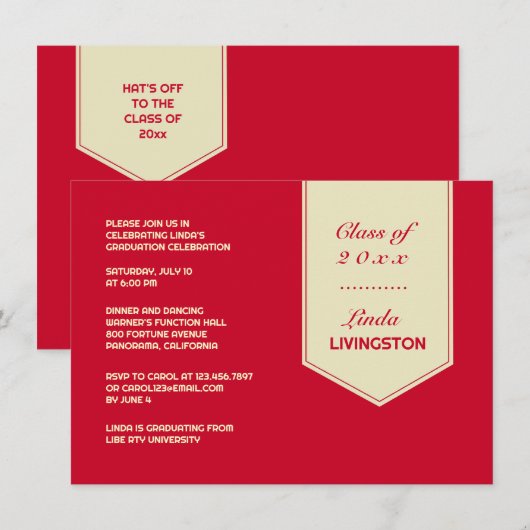 Abschluss Einladung "Stole Flat" (Vorne/Hinten)