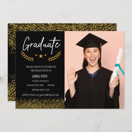 Abschluss Einladung, trendig, elegant Einladung (Vorne/Hinten)