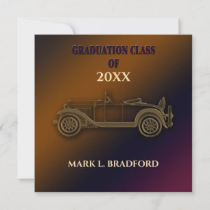 Abschluss Einladung, Vintage Car,Typ,Jahresbeilage Einladung