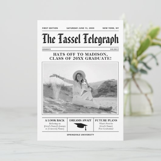 Abschluss Einladung Zeitung (Stehend Vorderseite)