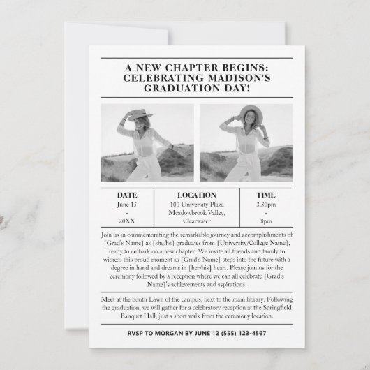 Abschluss Einladung Zeitung (Rückseite)