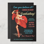 Abschluss-Einladungen | Vintages Button-Oben Einladung (Vorne/Hinten)