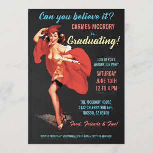 Abschluss-Einladungen Vintages Button-Oben Einladung