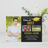 Abschluss-Einladungs-Klasse schwarzen Goldes 2013 Einladung (Stehend Vorderseite)