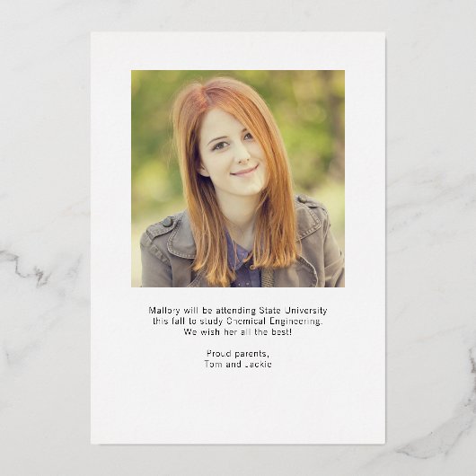 Abschluss-Einladungskarte für gebürstete Glimmer Folieneinladung (Rückseite)