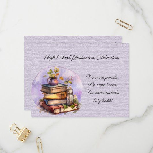 Abschluss Einladungspostkarte (Vorderseite/Rückseite Beispiel)