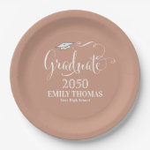 Abschluss Elegant Moderne Kalligrafie Script Tan Pappteller (Vorderseite)