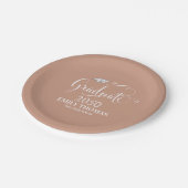 Abschluss Elegant Moderne Kalligrafie Script Tan Pappteller (Schrägansicht)