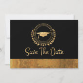 Abschluss Elegant Save the Date Gold Grad Cap (Vorderseite)