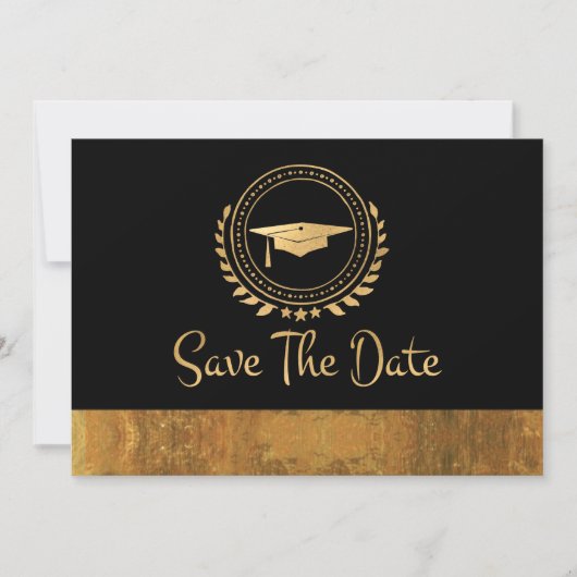 Abschluss Elegant Save the Date Gold Grad Cap (Vorderseite)