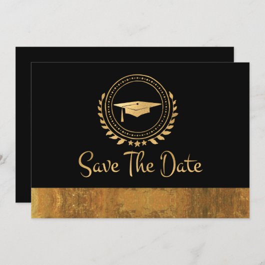 Abschluss Elegant Save the Date Gold Grad Cap (Vorne/Hinten)