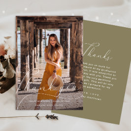 Abschluss Elegant Script Green Foto Vielen Dank Einladung