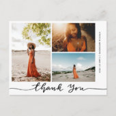 Abschluss Elegant Vielen Dank Script Grad Foto Postkarte (Vorderseite)