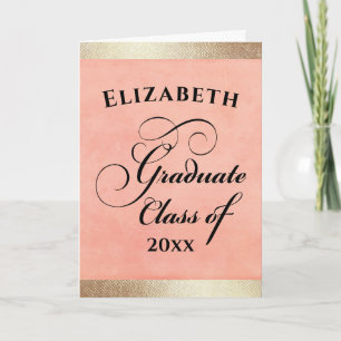 Abschluss Elegante Gold Pink Herzlichen Glückwunsc Karte