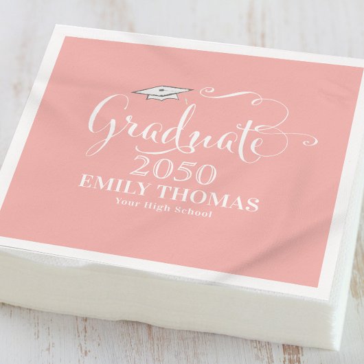 Abschluss Elegante Minimalistisch Mortarboard Peac Serviette