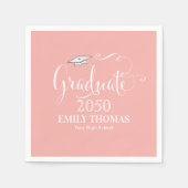 Abschluss Elegante Minimalistisch Mortarboard Peac Serviette (Vorderseite)