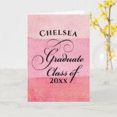 Abschluss Elegante Rosa Aquarelltafel Karte (Gelbe Blume)