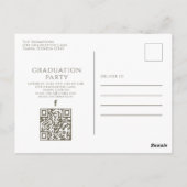 Abschluss Eleganter Minimalistischer QR-Code für d Postkarte (Rückseite)