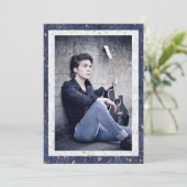 Abschluss Eleganter, weißer Marmor mit Foto Ankündigung (Stehend Vorderseite)