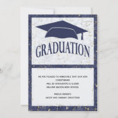 Abschluss Eleganter, weißer Marmor mit Foto Ankündigung (Rückseite)