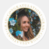 Abschluss Elegantes Gold Custom Foto Runder Aufkleber (Vorderseite)