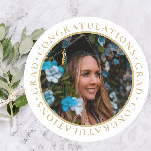 Abschluss Elegantes Gold Custom Foto Runder Aufkleber