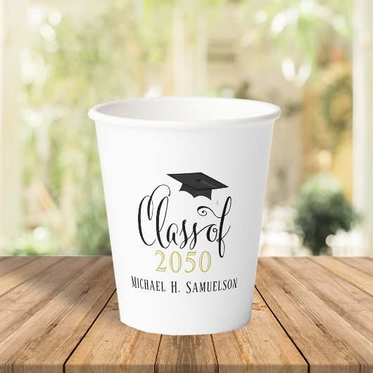 Abschluss Elegantes klassisches Mortarboard-Skript Pappbecher