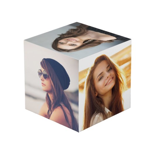 Abschluss Elegantes Script 4 Foto Keepake Würfel (Rückseite Schrägansicht)