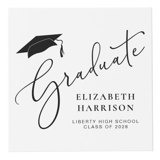 Abschluss Elegantes Script 4 Foto Keepake Würfel (Vorderseite)