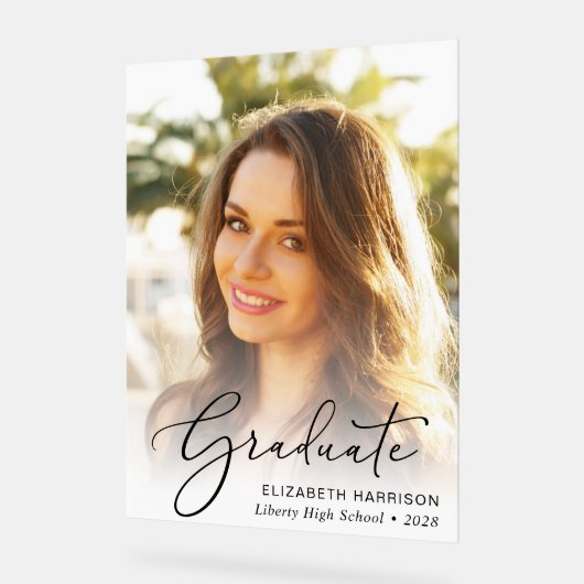 Abschluss Elegantes Script-Foto Acrylschild (Winkel)