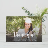 Abschluss Elegantes Script-Foto Dankeskarte (Stehend Vorderseite)