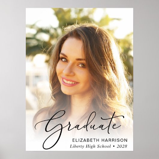 Abschluss Elegantes Script-Foto Poster (Vorne)