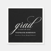 Abschluss Elegantes Script Modernes Schwarzes Part Serviette (Vorderseite)