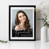 Abschluss Elegantes White Script Foto Overlay Poster