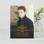 Abschluss Emblem Foto Ankündigung / Einladung (Stehend Vorderseite)