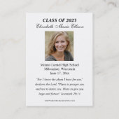 Abschluss Erinnerung religiöse Gotteskarten Visitenkarte (Rückseite)