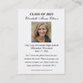 Abschluss Erinnerung religiöse Gotteskarten Visitenkarte (Rückseite)