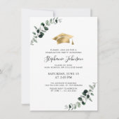 Abschluss Eucalyptus Gold Cap und Tassel Party Einladung (Vorderseite)