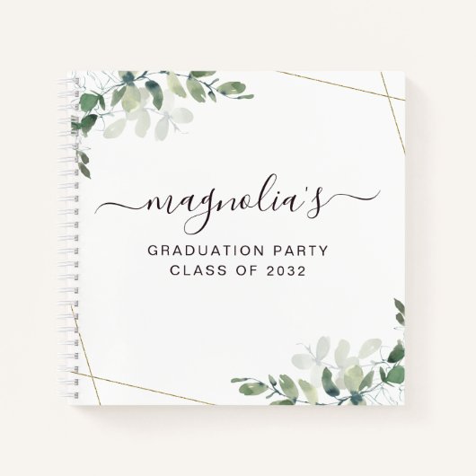 Abschluss Eucalyptus Gold Foil Budget Gästebuch Notizblock (Vorderseite)