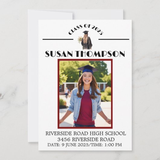 Abschluss (Evergreen/Female) Einladung (Vorderseite)