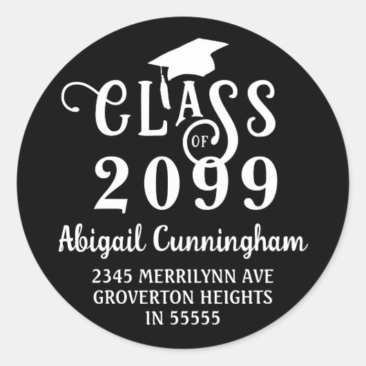 Abschluss Extravagant Class Year Rücksendeadresse Runder Aufkleber (Vorderseite)