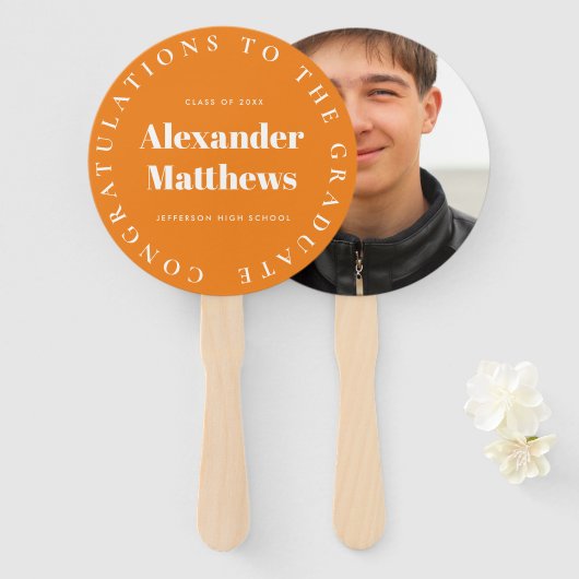 Abschluss Fächer Ihre Schule männliche Foto Orange (Vorne und Hinten)